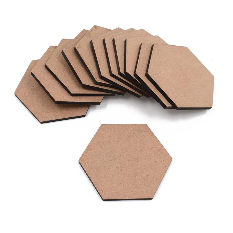 Snoogg MDF Wood for Art and Craft for Resin Art Mandala Model Building Home Dcor Painting Student Project DIY Plaque Shape Hexagon Size 4 Inch Pack of 40 - Image 5