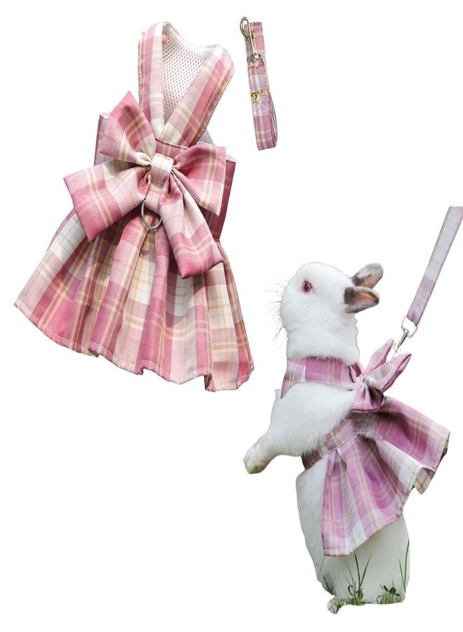 Barn Eleven Rabbit Harness and Leash for Walking Escape Proof - Cute Skirt Mesh Breathable Bunny Vest Harness Outdoor Camping Hiking Training - Also Suit for Ferret Kittn Puppy Small Animals (X-Small,Pink) - Image 1