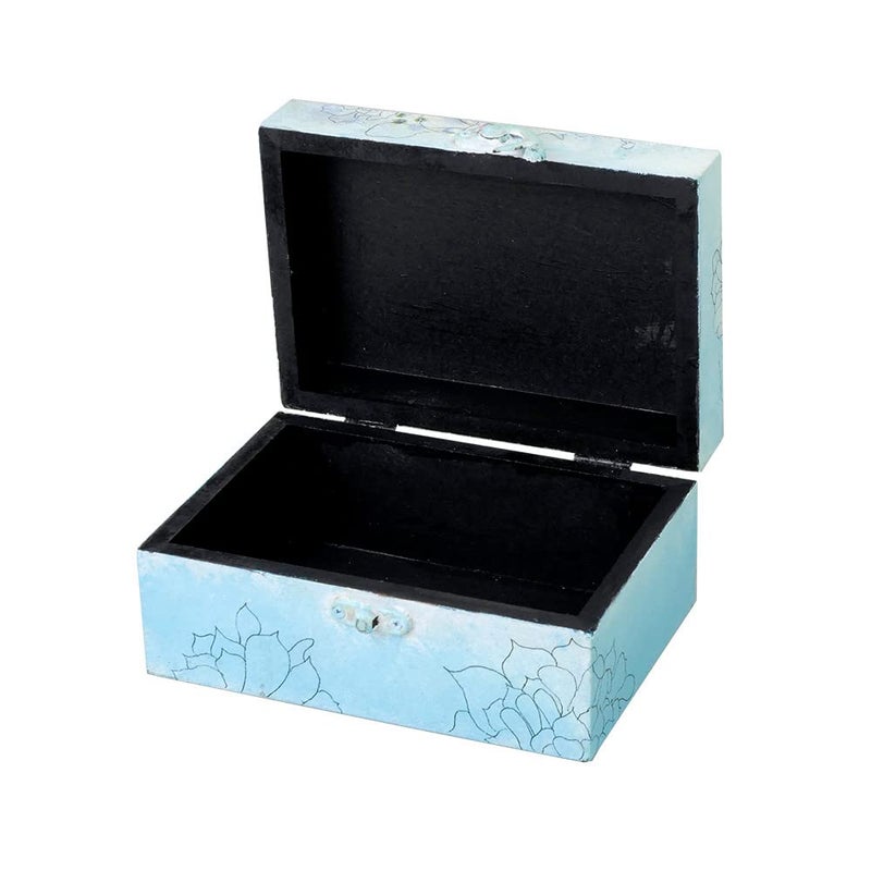 Penkraft Decorative Multipurpose Box Exclusively HandPainted in Decoupage Art Sky Blue Flowers - Image 4