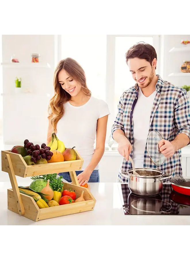 Large 2 Tier Fruit Basket Retro Style Kitchen Counter Stand For Everyone - Image 5