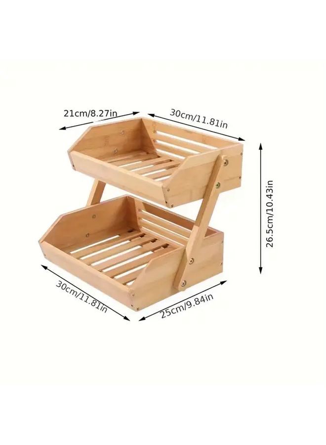 Large 2 Tier Fruit Basket Retro Style Kitchen Counter Stand For Everyone - Image 3