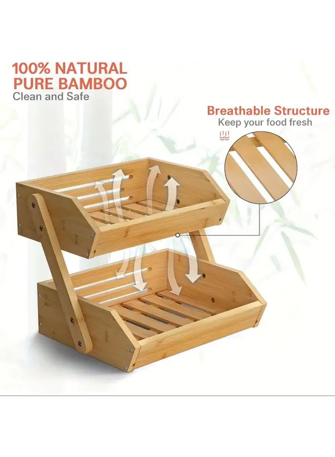 Large 2 Tier Fruit Basket Retro Style Kitchen Counter Stand For Everyone - Image 1