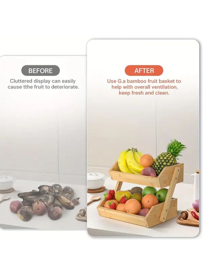 Large 2 Tier Fruit Basket Retro Style Kitchen Counter Stand For Everyone - Image 2