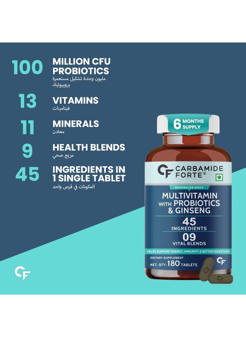 CARBAMIDE FORTE Carbamide Forte Multivitamin with Probiotics & Ginseng - 180 Veg Tablets  - Image 3