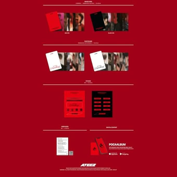 ATEEZ [GOLDEN HOUR : PART.3 IN YOUR FANTASY EDITION] (POCAALBUM VER. / BLACK VER.) PHOTO STAND + QR CARD + IMAGE CARD + STICKER + USER GUIDE + DIGITAL CONTENT + 2 PIN BADGES + 4 EXTRA PHOTOCARDS - Image 3