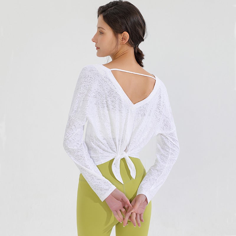 Generic Womens Long Sleeve Yoga Top Quick-Dry Fitness Pullover White  - Image 1