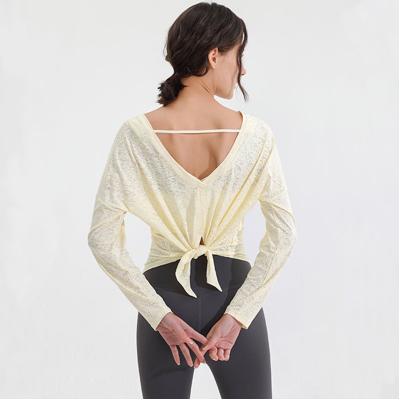 Generic Womens Long Sleeve Yoga Top Quick-Dry Fitness Pullover White  - Image 3