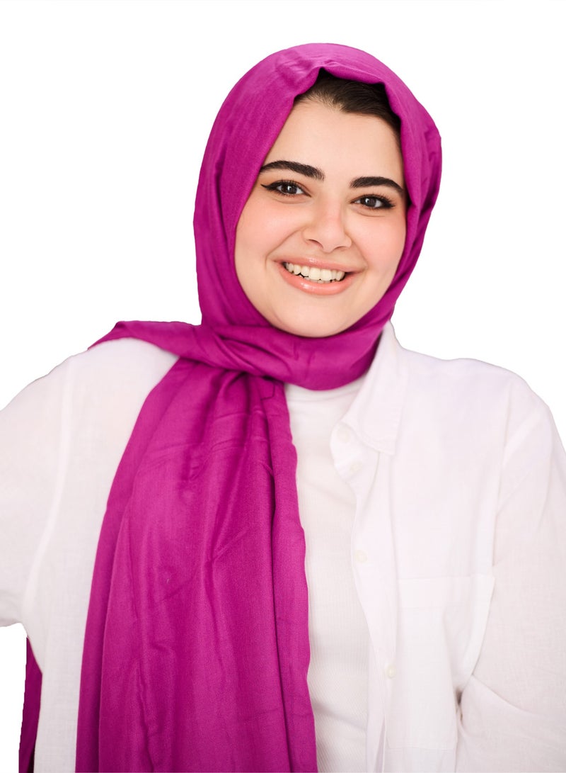 فلاور طرحة قطن مودال سادة - عنابي - Image 1