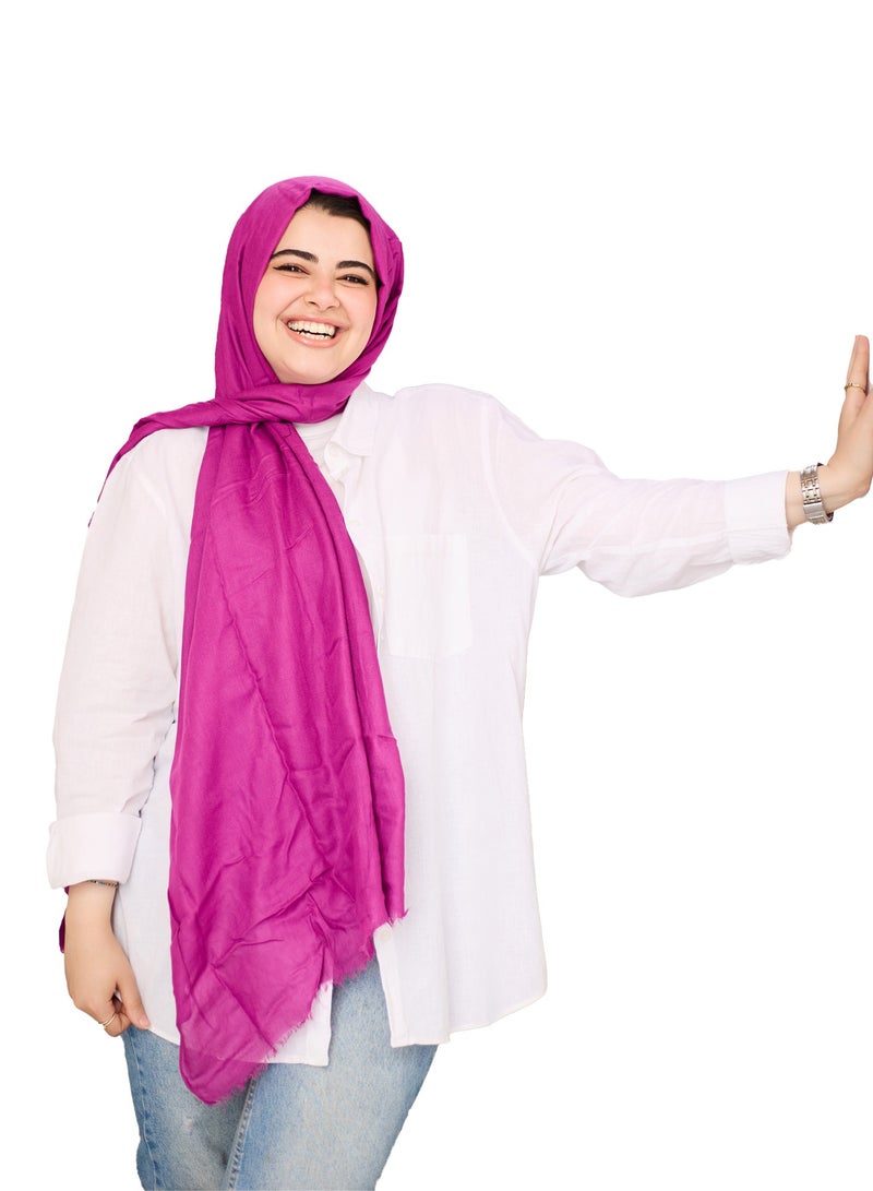 فلاور طرحة قطن مودال سادة - عنابي - Image 2
