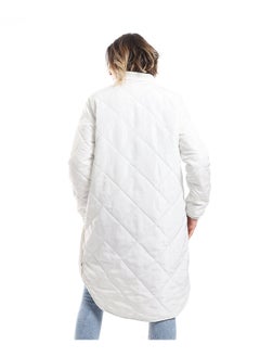 Andora White Plain Zipper Waterproof Puffer Jacket_White  - Image 1