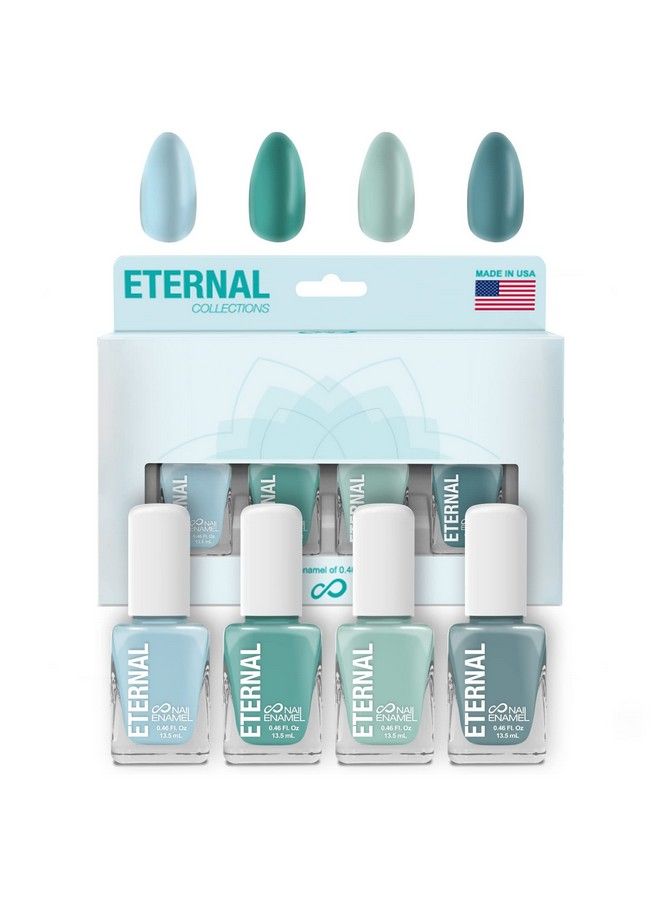 ETERNAL Green Nail Polish Set For Women (Mindfulness) 13.5Ml 5 Pc Light Blue Nail Polish Set For Girls Long Lasting & Quick White Nail Polish For Home Diy Manicure & Pedicure Made In Usa - Image 2