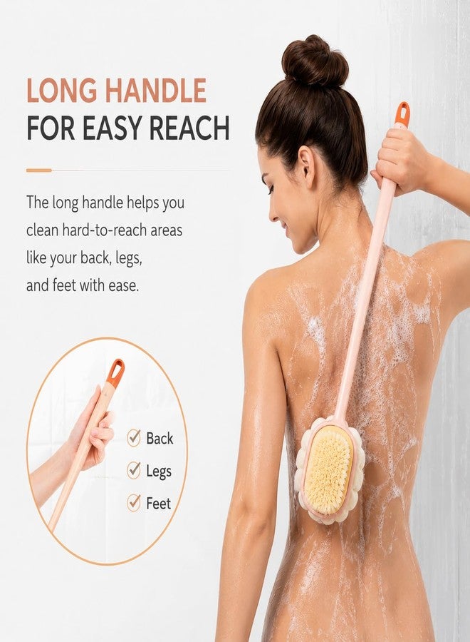 STOFFIER GARTEN 2-in-1 Body Bath Brush for Shower with Long Handle, Soft Bristles & Loofah Back Scrubber for Men & Women, Exfoliating Massage Brush for Deep Cleansing, Dead Skin Removal & Smooth Glowing Skin - Image 2