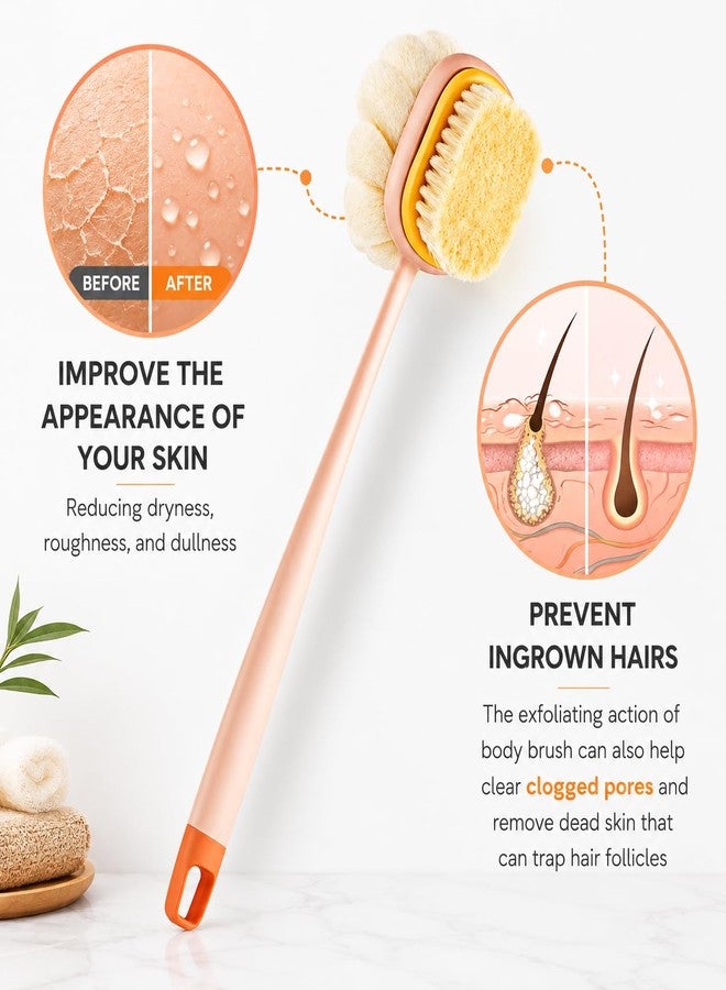 STOFFIER GARTEN 2-in-1 Body Bath Brush for Shower with Long Handle, Soft Bristles & Loofah Back Scrubber for Men & Women, Exfoliating Massage Brush for Deep Cleansing, Dead Skin Removal & Smooth Glowing Skin - Image 5