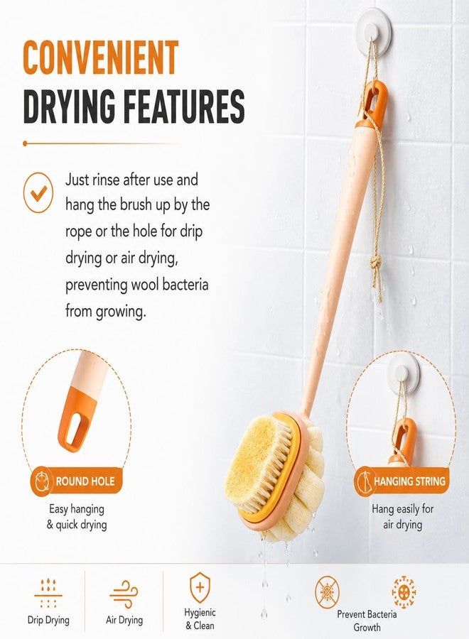STOFFIER GARTEN 2-in-1 Body Bath Brush for Shower with Long Handle, Soft Bristles & Loofah Back Scrubber for Men & Women, Exfoliating Massage Brush for Deep Cleansing, Dead Skin Removal & Smooth Glowing Skin - Image 4