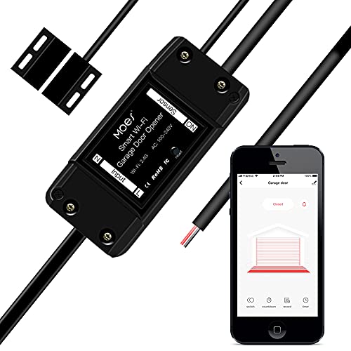 MOES WiFi Smart Garage Door Opener Controller,Smart Life/Tuya APP Remote Monitor Your Garage Door Anywhere Anytime,Compatible with Alexa Google Home No hub Required. - Image 1