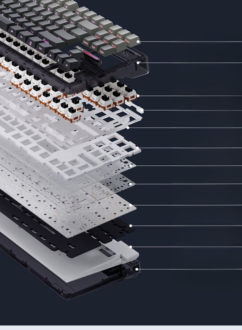 AULA 87 Key Mechanical Keyboard - Gasket Structure - Full Key Hot Swappable - RGB Lights - Wireless Bluetooth Connection - Gaming Keyboard And Office Keyboard - Image 2