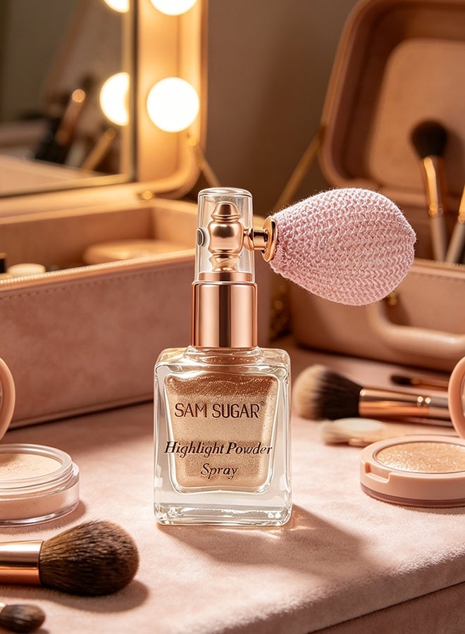 SAM SUGAR Bronze Highlight Powder Spray, Shimmer Body & Face Highlighter, Long-Lasting Glitter for Stage Makeup & Festivals, Buildable Warm Sparkle for Cheeks, Collarbones & Hair - Image 4