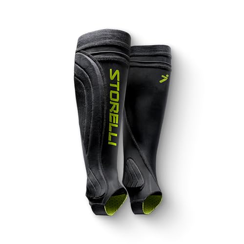 Storelli BodyShield Leg Guards, Premium Compression Shin Guard Sleeves for Soccer Players, Impact Protection, UV-Resistant, Sweat-Wicking, Unisex, 1 Pair, Black, Youth Medium - Image 1