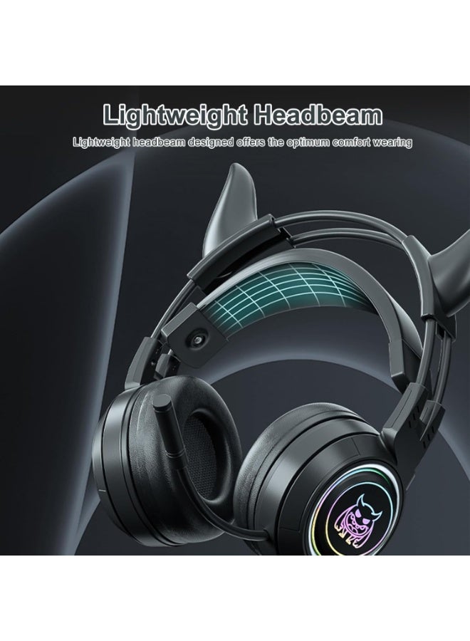 SY-G25 Stereo Gaming Headset for PS4 PC Xbox One PS5 Controller,Noise Cancelling Over Ear Headphones with Mic, LED Breathing Light, Bass Surround, Soft Memory Earmuffs for Laptop Mac Nintendo - Image 3