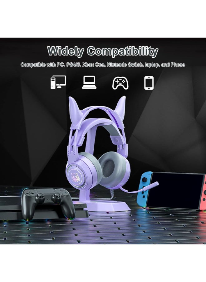 SY-G25 Stereo Gaming Headset for PS4 PC Xbox One PS5 Controller,Noise Cancelling Over Ear Headphones with Mic, LED Breathing Light, Bass Surround, Soft Memory Earmuffs for Laptop Mac Nintendo - Image 2