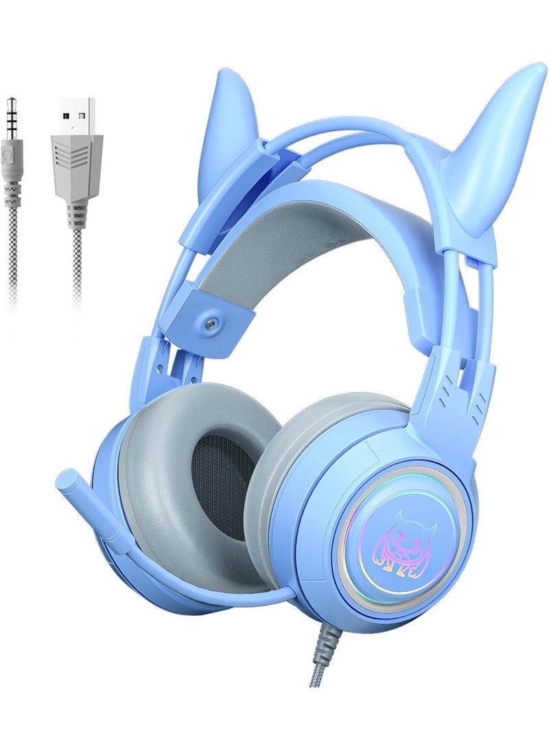 SY-G25 Stereo Gaming Headset for PS4 PC Xbox One PS5 Controller,Noise Cancelling Over Ear Headphones with Mic, LED Breathing Light, Bass Surround, Soft Memory Earmuffs for Laptop Mac Nintendo - Image 1