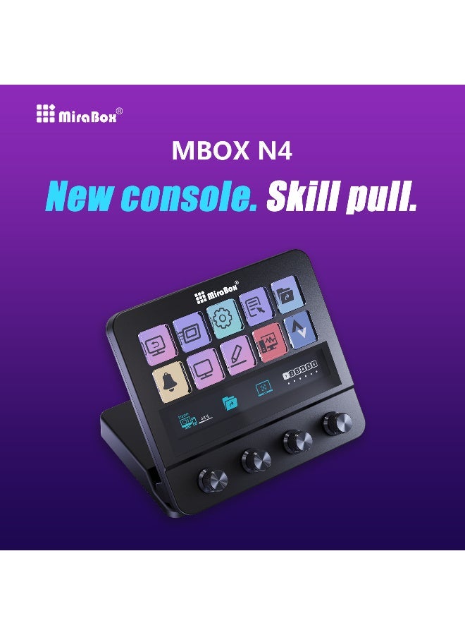 MiraBox N4 Pro Macro Pad,10-Key LCD Shortcut Keyboard with 4 RGB Knobs & TouchBar – Programmable Streaming Controller Deck for OBS, YouTube, Gaming & Office (PC/Mac, USB-C,Black) - Image 2