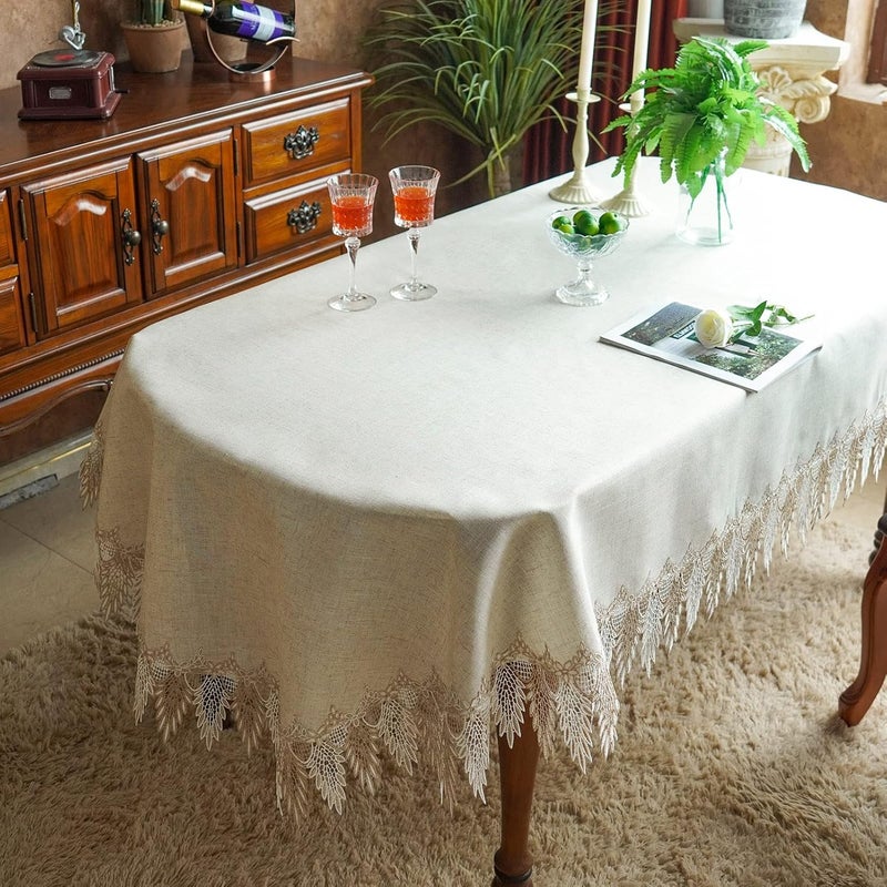 ARTABLE Lace Table Cloths Rectangle Fall Antique Flower Decor Macrame Tablecloth for Outdoor Farmhouse Rustic Kitchen Party Birthday Picnic Stone GrayA 52 x 70 Inch Oval - Image 5