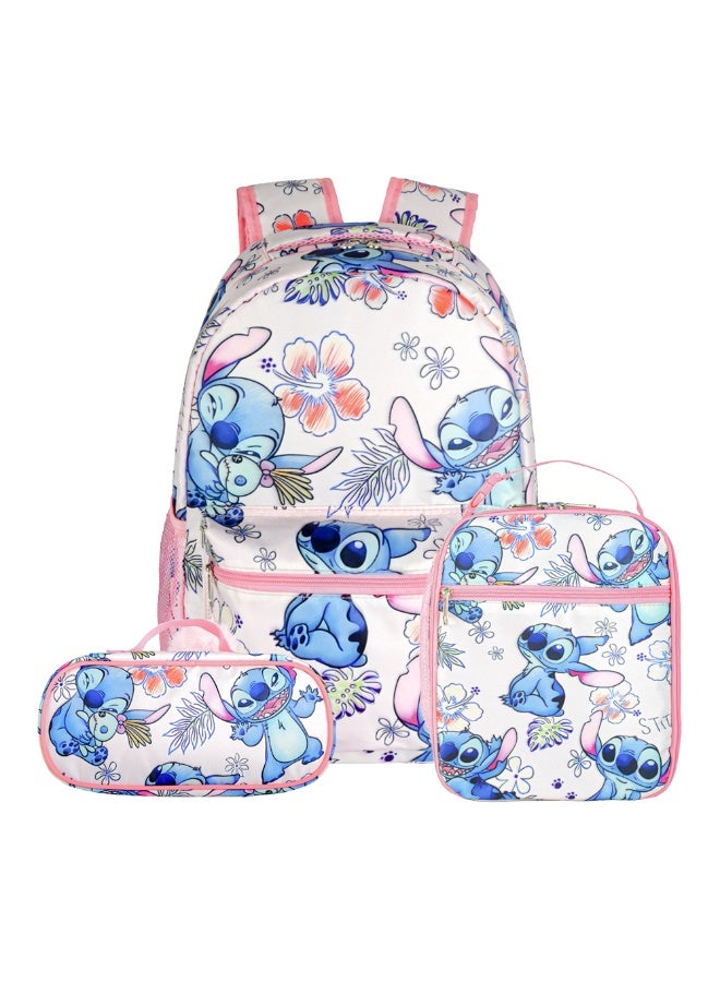 general New cartoon animation pink three-piece backpack (available for primary and secondary school children, travel, school, mountain climbing, sports) - 12  - Image 1