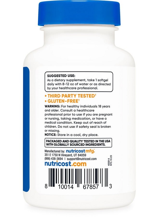كبسولات هلامية ناعمة من Nutricost CoQ10 (120 وجبة / 100 مجم من CoQ10 لكل وجبة) | امتصاص أفضل، مكمل غذائي فائق النقاء من CoQ10 - كبسولات هلامية ناعمة خالية من الجلوتين وغير معدلة وراثيًا - Image 4