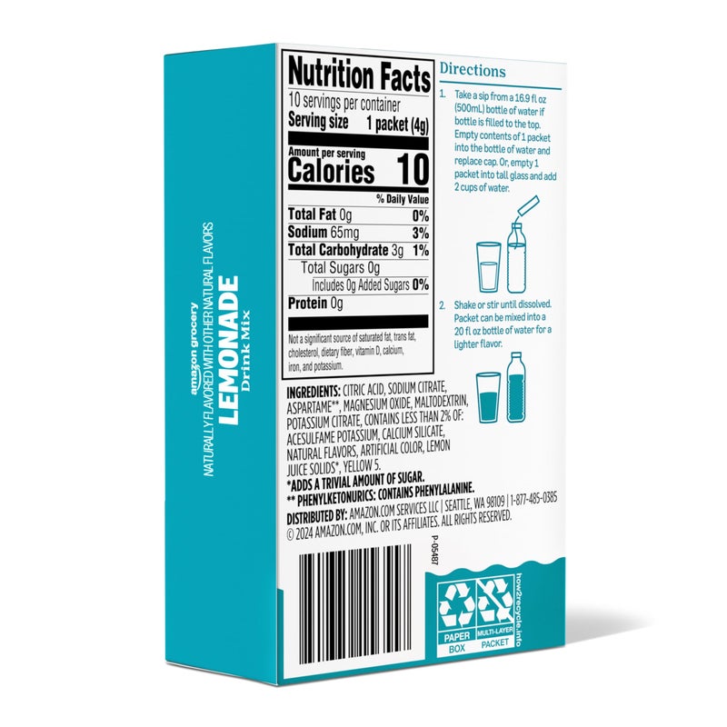 Amazon Grocery, Lemonade Drink Mix, 10 packets, 1.4 Oz (Previously Happy Belly, Packaging May Vary) - Image 4