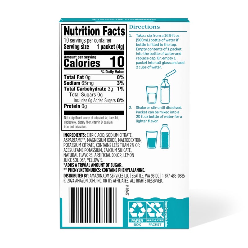 Amazon Grocery, Lemonade Drink Mix, 10 packets, 1.4 Oz (Previously Happy Belly, Packaging May Vary) - Image 3