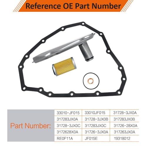 QFISH RE0F11A JF015E Transmission Filter Oil Pan Gasket Kit Replace 33010-JF015 31726-28X0A 31726-3JX0A Compatible with Sentra Versa Note Maxima Murano Pathfinder Quest Rogue - Image 2