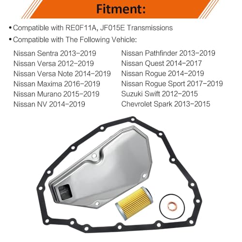 QFISH RE0F11A JF015E Transmission Filter Oil Pan Gasket Kit Replace 33010-JF015 31726-28X0A 31726-3JX0A Compatible with Sentra Versa Note Maxima Murano Pathfinder Quest Rogue - Image 3