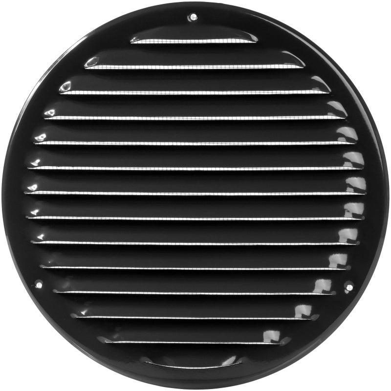 Vent Systems 8" Inch Black Round Soffit Vent Cover - Air Vent Louver with Built-in Mesh Screen â€“ Wall or Ceiling Ventilation Grille for Intake/Exhaust HVAC Systems â€“ Indoor and Outdoor Use - Image 1