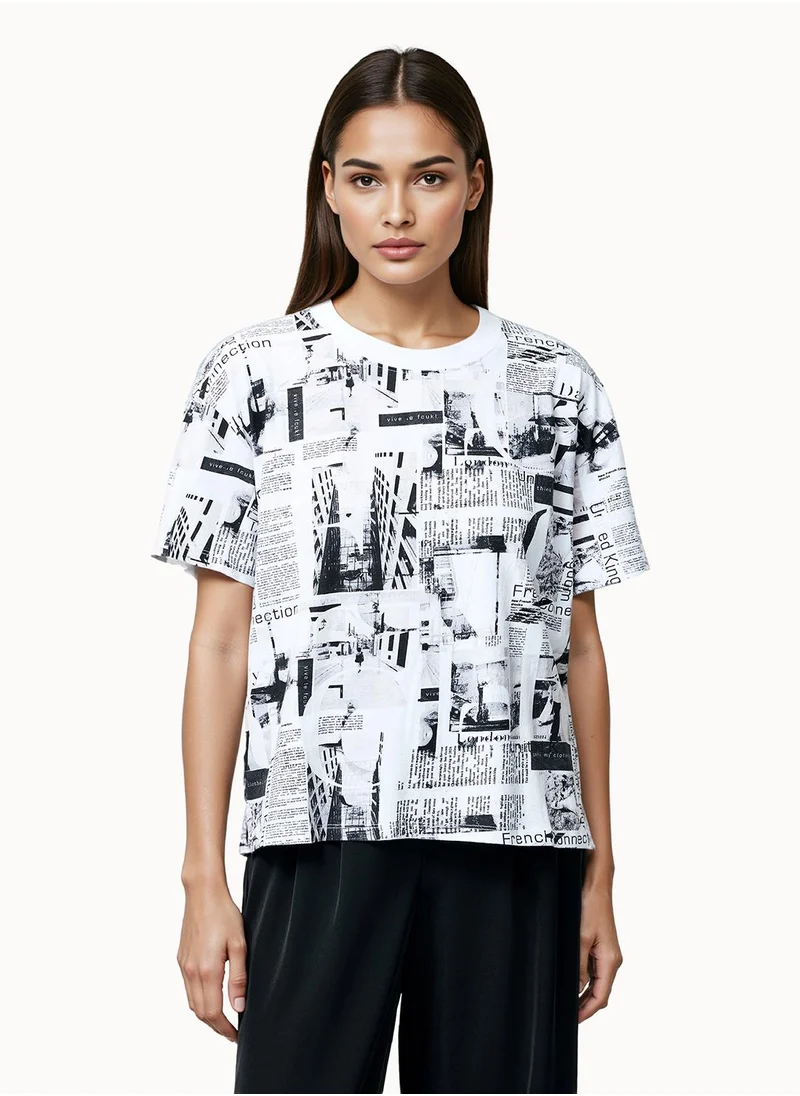 فرنش كونكشن Printed Regular Cotton Crew Neck T-Shirt