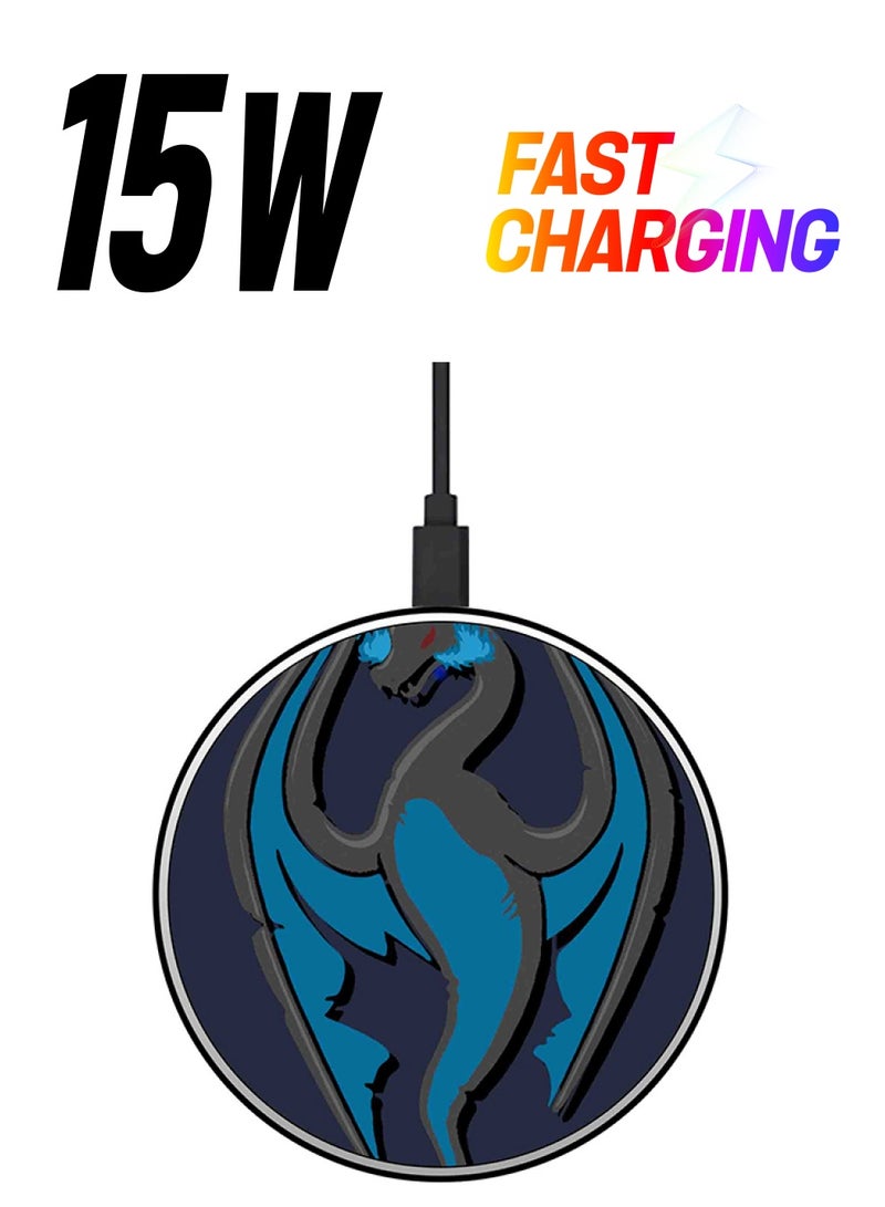 Theodor Dragon Printed Ultra Slim Fast Wireless Charger With USB Cable Multicolour - Image 1