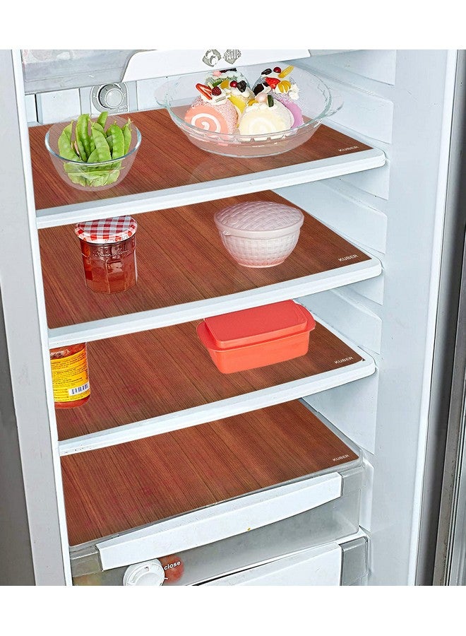 Kuber Industries Kuber Industries PVC Fridge Organiser Set|3 pcs Fridge Mat|2 pcs Fridge Handle Cover|1 Fridge Top Cover|Pack of 6 (Brown)  - Image 3