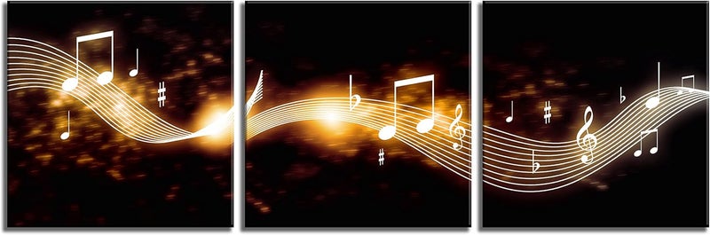 NAN Wind Music Art Print Canvas Music Notes Wall Decor Black and Gold Music Poster for Classroom or Music Room Wall Art Decor (16X16inchx3, music 7) - Image 2