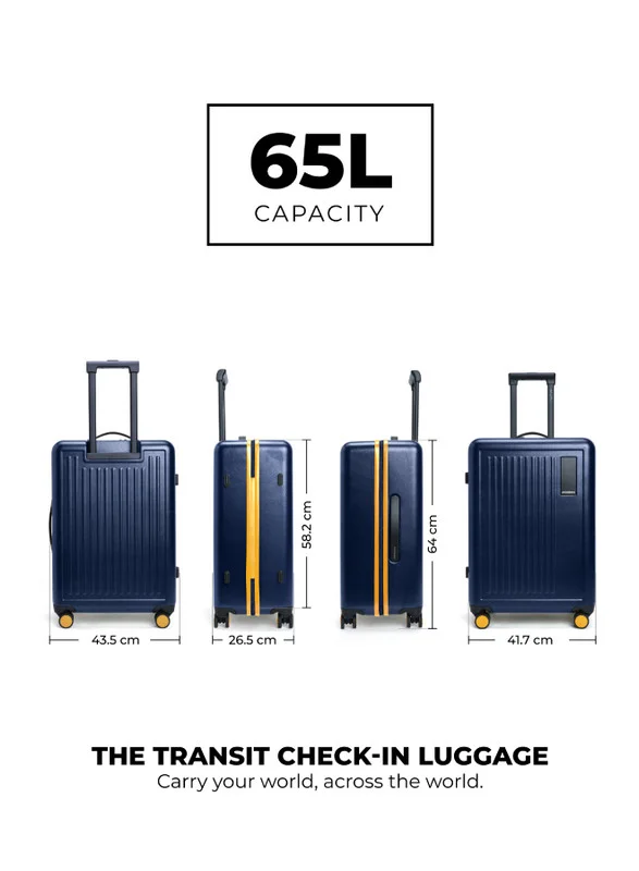 Mokobara The Transit Check-in Luggage Polycarbonate Medium 8 Spinner Wheel Trolly Hardsided Suitcase With Built In Tsa Lock Travel Suitcase (Blue)