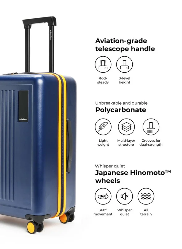 Mokobara The Transit Check-in Luggage Polycarbonate Medium 8 Spinner Wheel Trolly Hardsided Suitcase With Built In Tsa Lock Travel Suitcase (Blue)