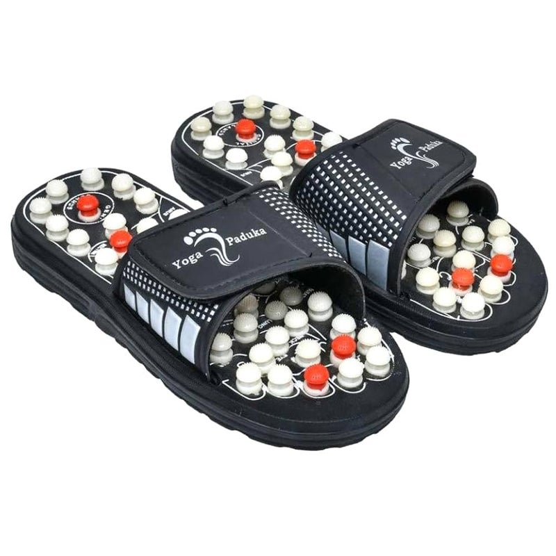 Sin2Max Acupressure Massage Slippers with 180 Rotatable Silicone Nodes, Reflexology Foot Massager for Pain Relief, Blood Circulation, Black - Image 1