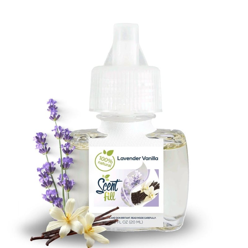 Scent Fill 100% Natural Lavender Vanilla Plug in Air Freshener, Scented Oil Refills, 2 Refills + Diffuser - Image 2
