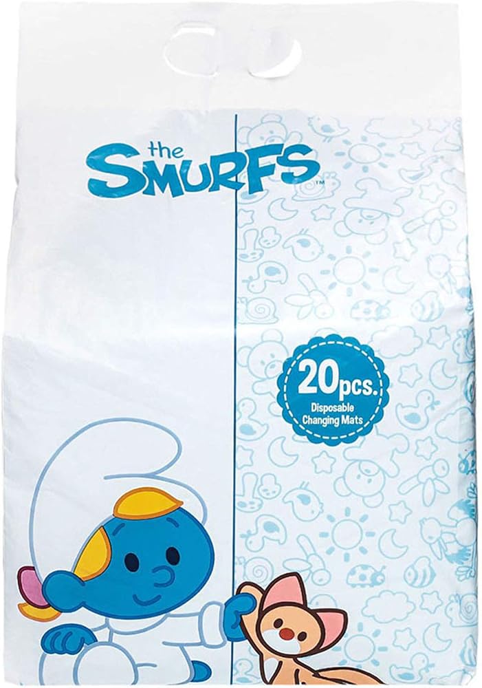 THE SMURFS Smurfs Polybag Of 20 Disposable Changing Mats, Nappy Pad, Pet Changing Pad, Pet Training Pad, Baby Diaper Mat, Nappy Pad Pet Training Pad, Blue - Image 1