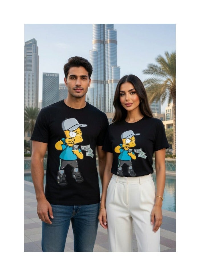 ديرتي ليزرد تيشيرت اسود مطبوع مع صورة للباس الشارع 100% قطن 46 - Image 1