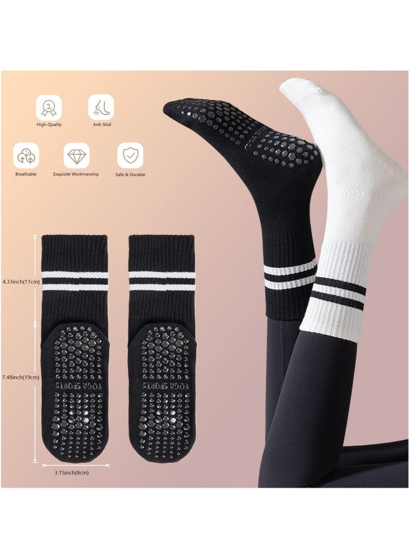 BAEKO 3 Pairs Yoga Socks For Women，Non Slip Socks Pilates Socks For Yoga,Pilates,Ballet, Dance, Workout, Hospital - Image 2