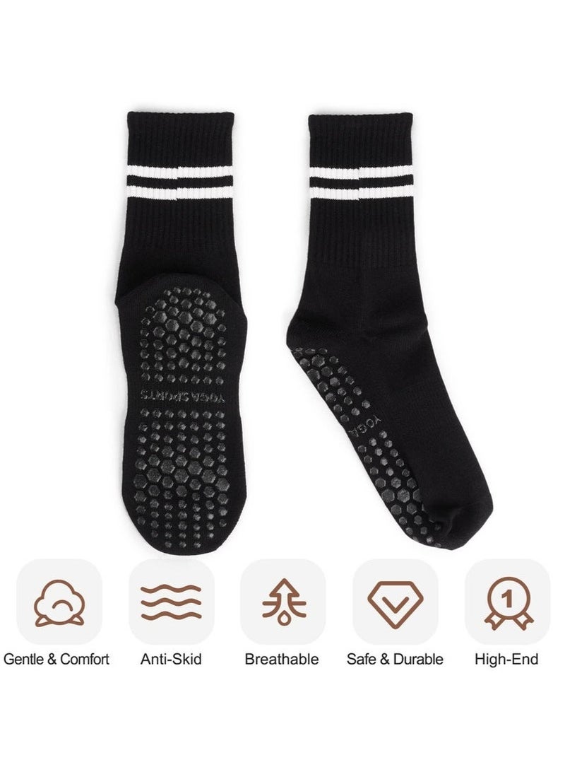 BAEKO 3 Pairs Yoga Socks For Women，Non Slip Socks Pilates Socks For Yoga,Pilates,Ballet, Dance, Workout, Hospital - Image 4