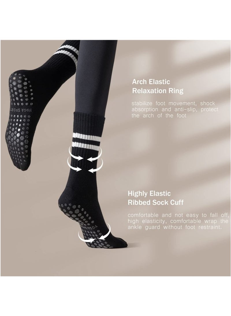 BAEKO 3 Pairs Yoga Socks For Women，Non Slip Socks Pilates Socks For Yoga,Pilates,Ballet, Dance, Workout, Hospital - Image 5