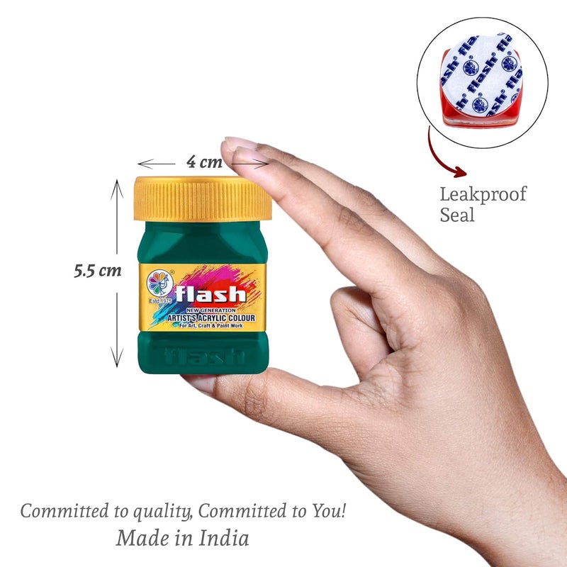 Flash Acrylic Colour Set For Adults Kids Professionals-25 Acrylic Painting Colour Set of 50ml Each-High Pigment Strength Eco Friendly Non Fading Non Toxic Multi Surface Acrylic Paint (50 ml each, 25 Colours) - Image 5
