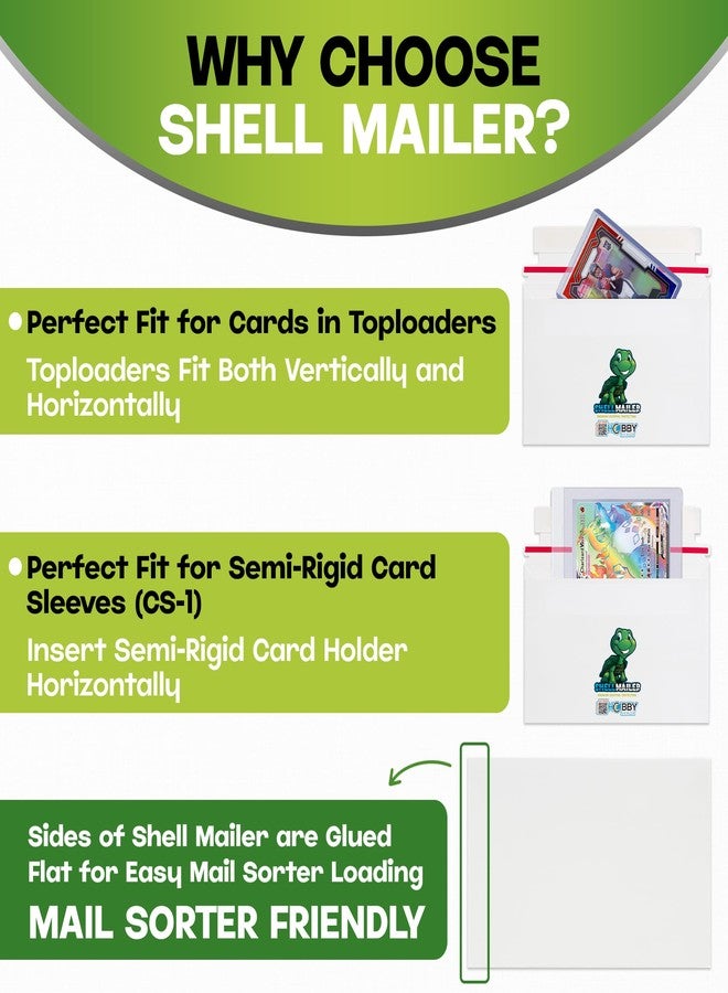 Hobby Armor 100 Pack Shell Mailer Trading Card Envelopes by Hobby Armor, 7" x 4.35" Trading Card Mailers for Shipping, Perfect Sized Shipping Envelope for Mailing Semi-Rigid and Toploaders, Protector Supplies - Image 5