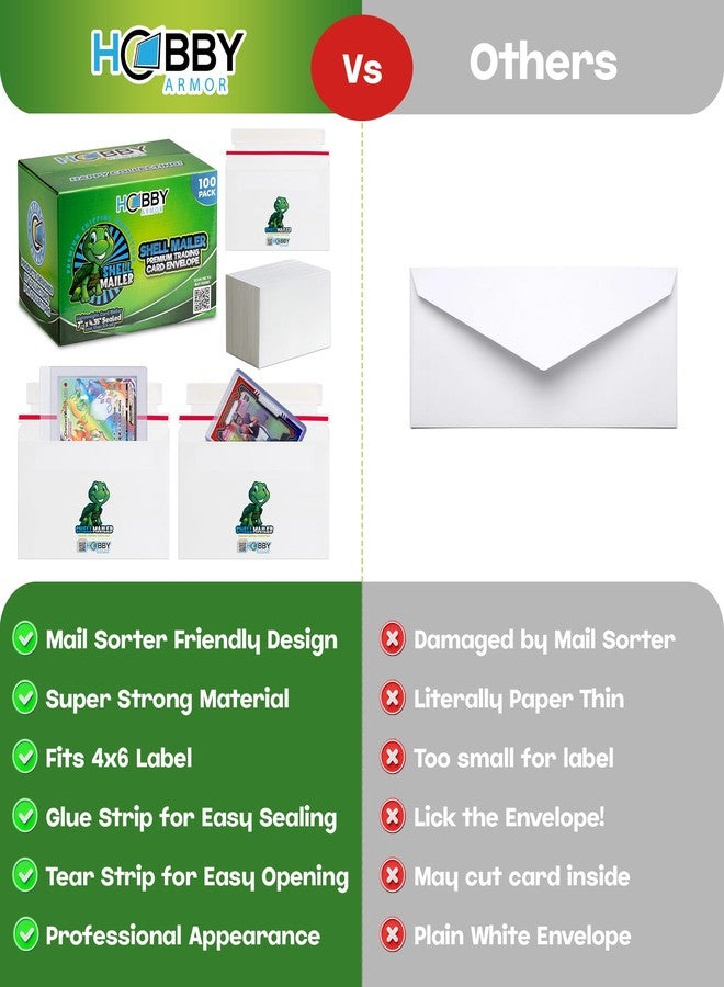 Hobby Armor 100 Pack Shell Mailer Trading Card Envelopes by Hobby Armor, 7" x 4.35" Trading Card Mailers for Shipping, Perfect Sized Shipping Envelope for Mailing Semi-Rigid and Toploaders, Protector Supplies - Image 4